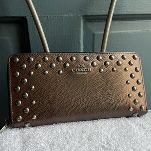 Coach Accordion Zip Wallet in Studded Crossgrain Leather